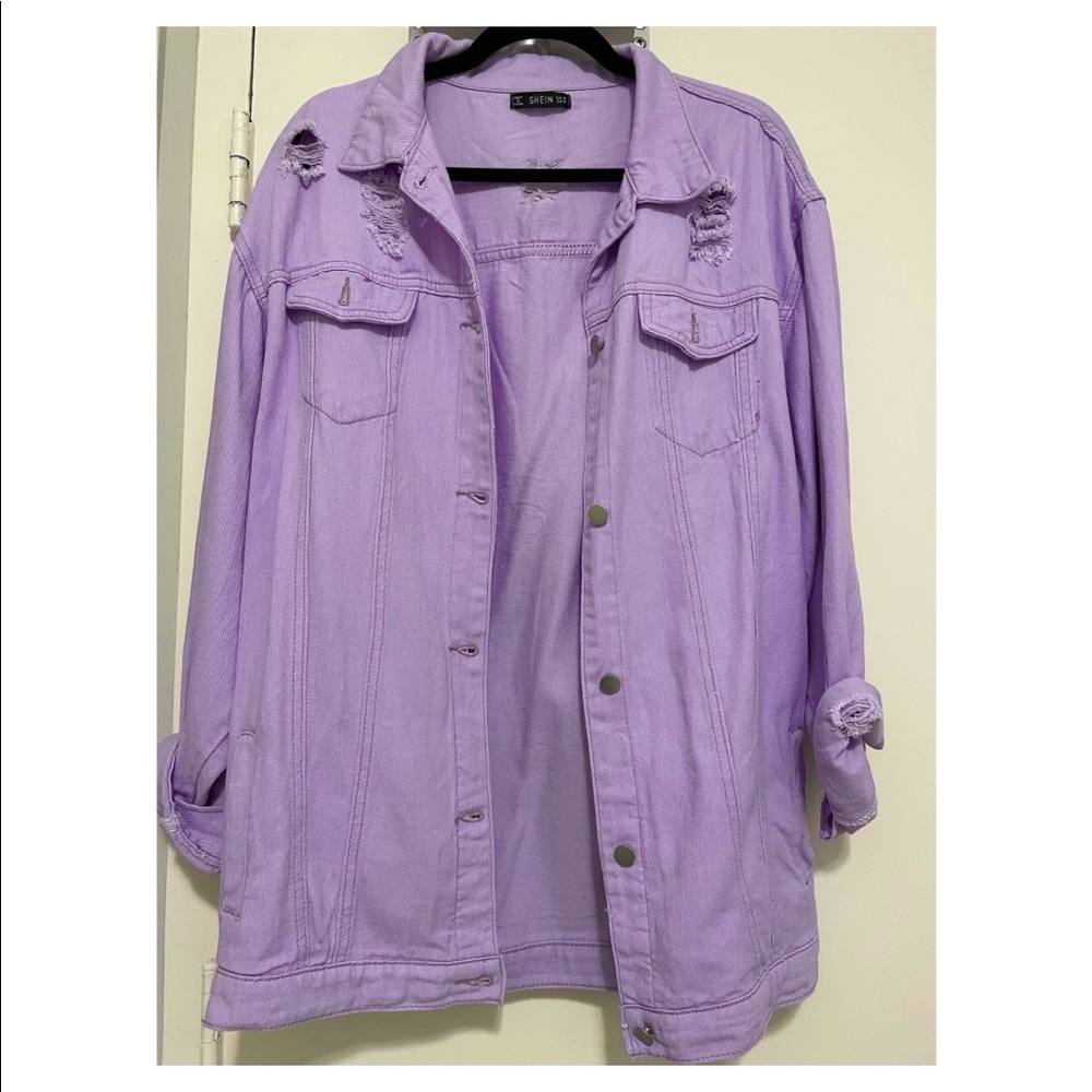 Shein distressed, oversized, denim jacket